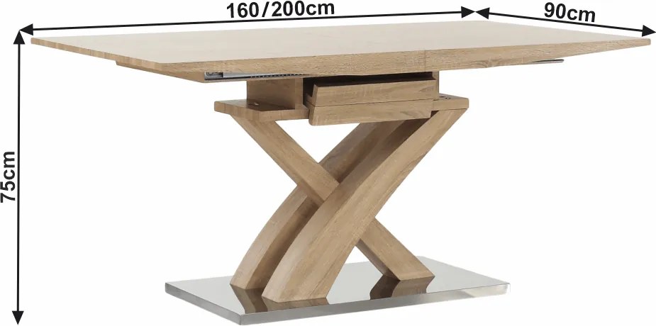 Masă dining,  stejar, 160-200x90 cm, BONET NEW TIP 2