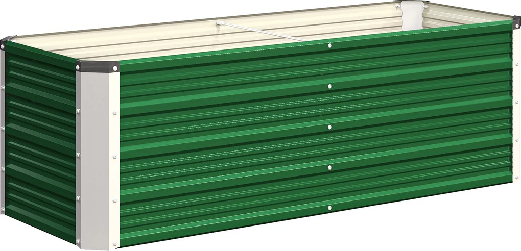 Outsunny Pat de Grădină Ridicat Fără Fund, din Oțel, cu 2 Zone de Cultivare, 125x47x40 cm, Verde | Aosom Romania
