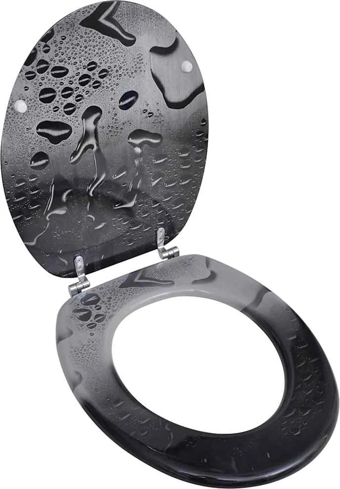 vidaXL Scaun de toaletă cu capac din MDF, design cu picături de apă