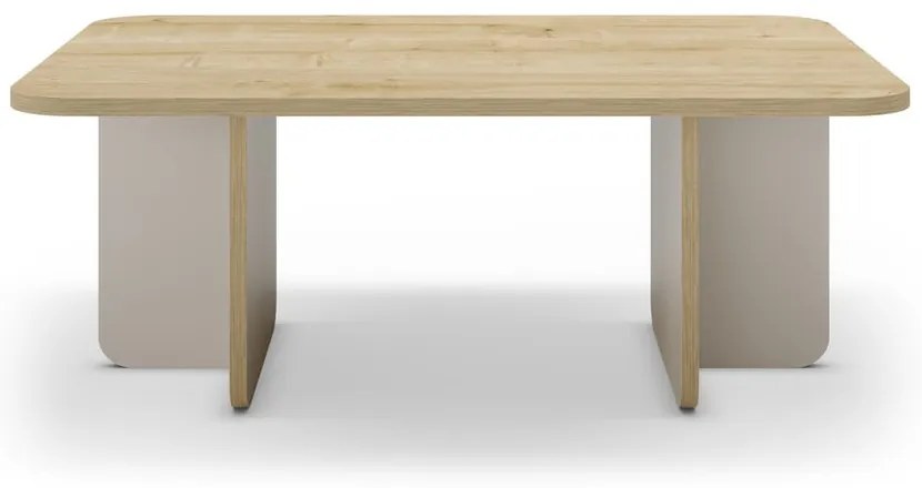 Măsuță de cafea crem/în culoare naturală cu blat cu aspect de lemn de stejar 56x100 cm Hillary – Marckeric