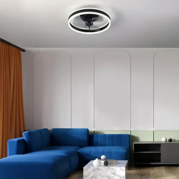 Brilagi-LED Lampă cu ventilator, dimabilă, LED 30W, 230V, 3000-6500K, negru+DO