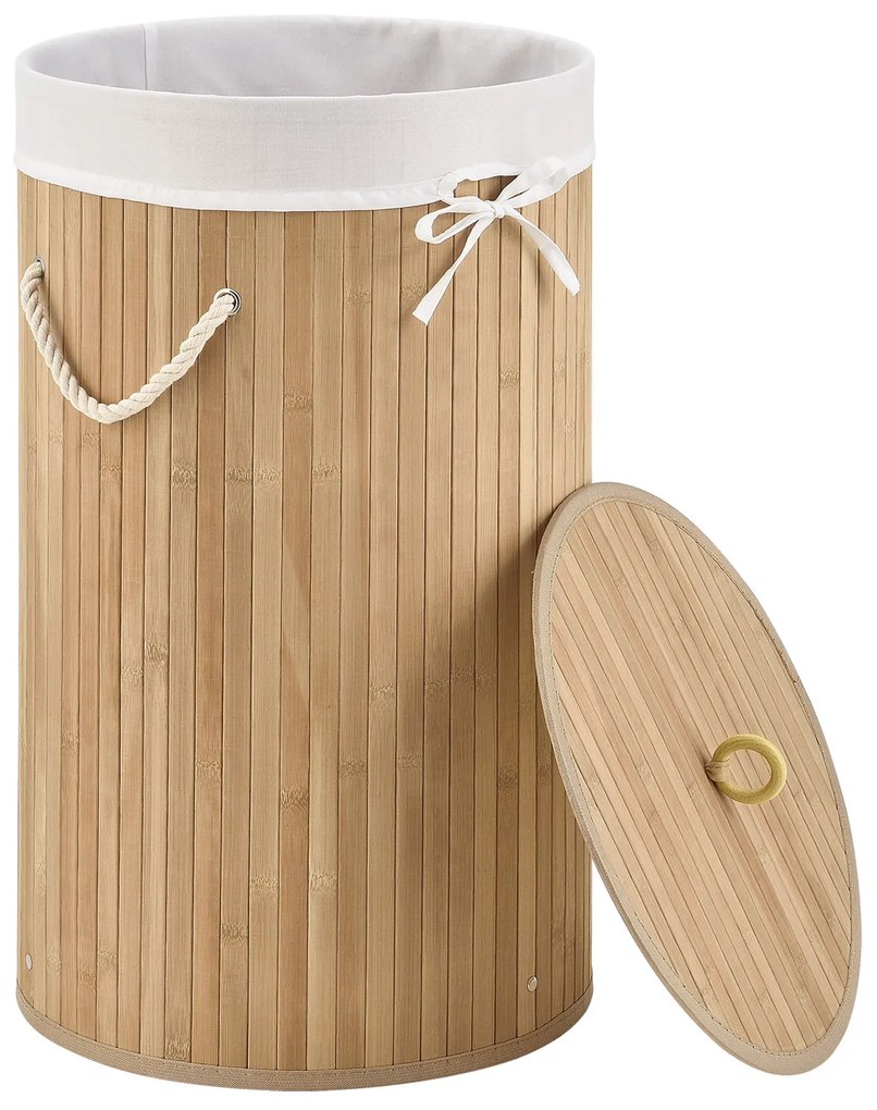Juskys Coș de rufe din bambus Curly Round - natural