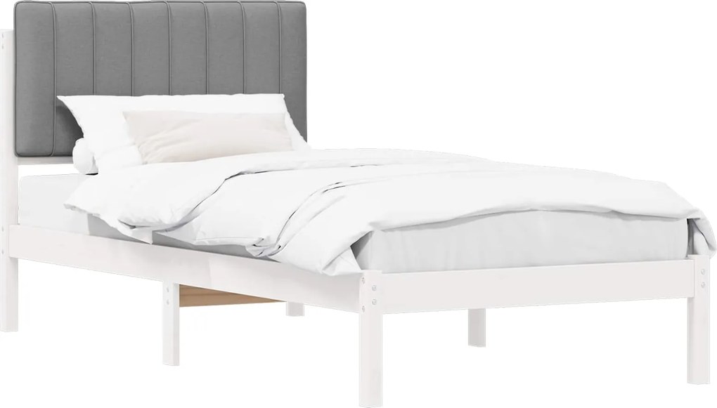 vidaXL Cadru de pat cu tăblie tapițată Gri deschis 90 x 190 cm