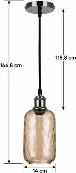 BRILAGI-LED Lustră pe cablu RETRO GLASS 1xE27/60W/230V Ø 14 cm negru/maro fumuriu