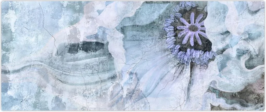 Tablou - Frescă florală pe un perete de cărămidă (120x50 cm)