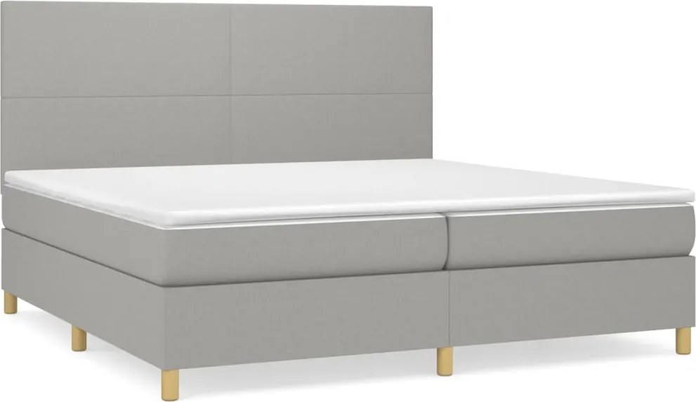 vidaXL Pat box spring cu saltea, gri deschis, 200x200 cm, textil