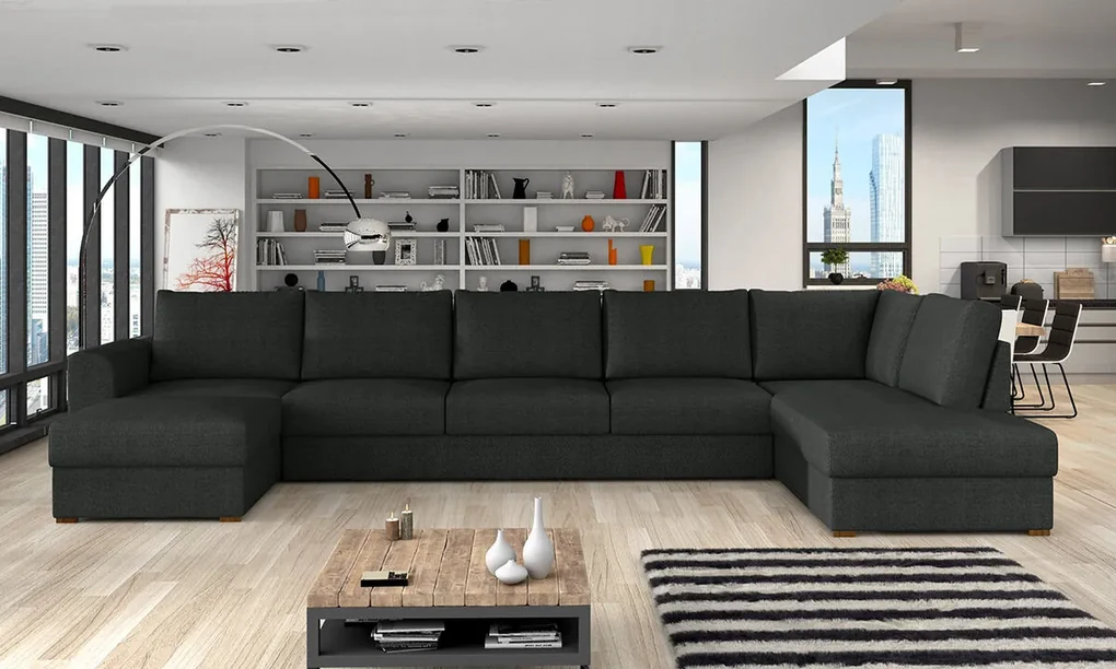 Colțar Miami 183 Cutie de pat, 370x186x85cm, 172 kg, Picioare: Lemn