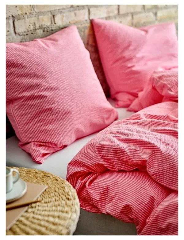 Lenjerie de pat roz din bumbac pentru pat de o persoană 140x200 cm Cheerful – Södahl