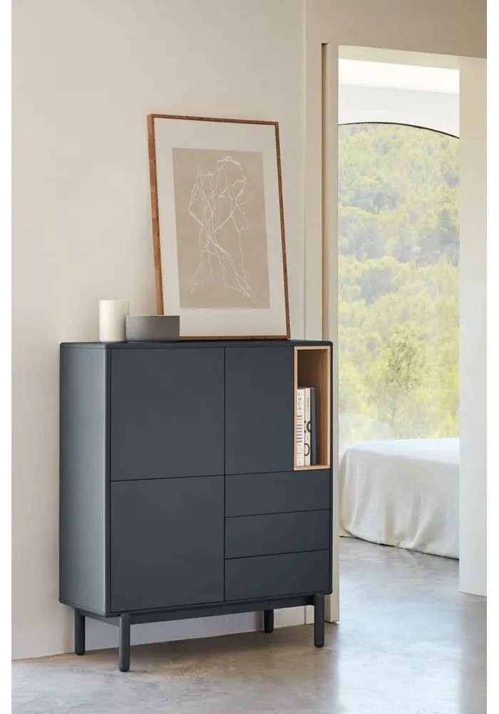Comodă înaltă gri închis 100x120 cm Corvo - Teulat