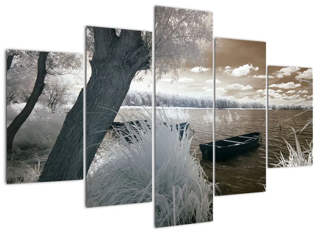 Tablou cu barca pe lac (150x105 cm)