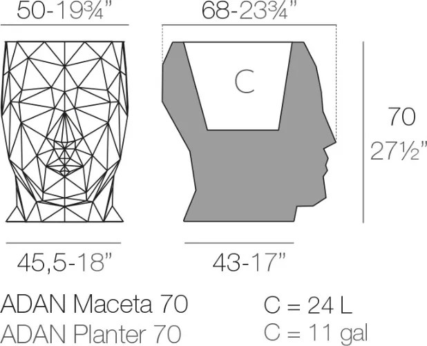 Ghiveci de flori / Jardiniera plante design decorativ modern cu iluminat LED ADAN PLANTER 49060W Vondom