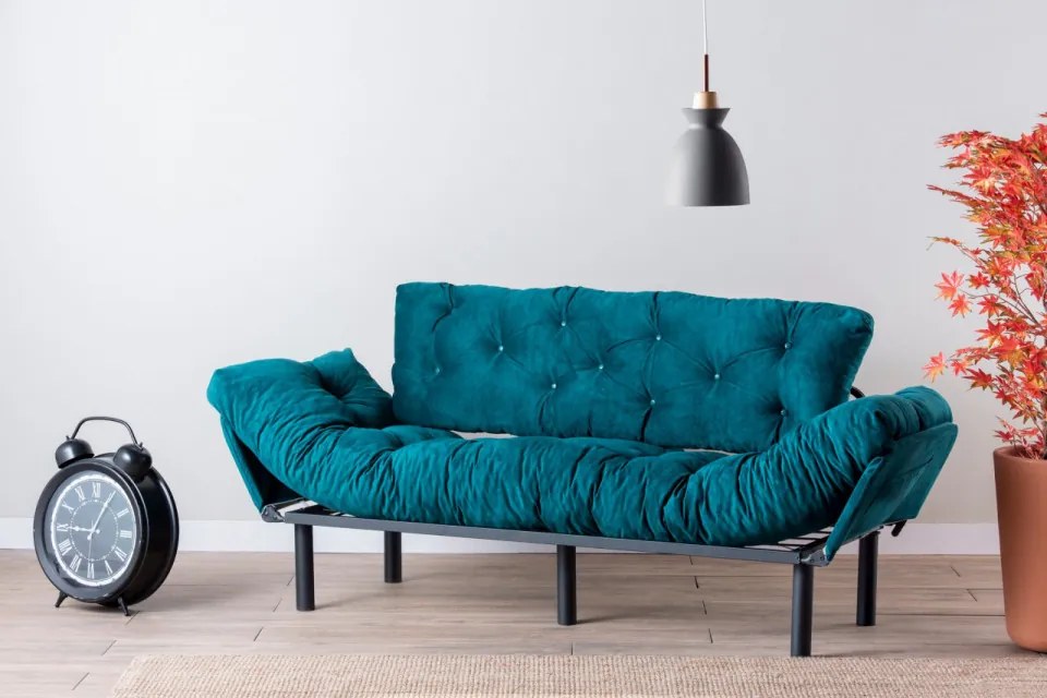Canapea Extensibilă cu 3 Locuri Nitta Triple, Verde Petrol