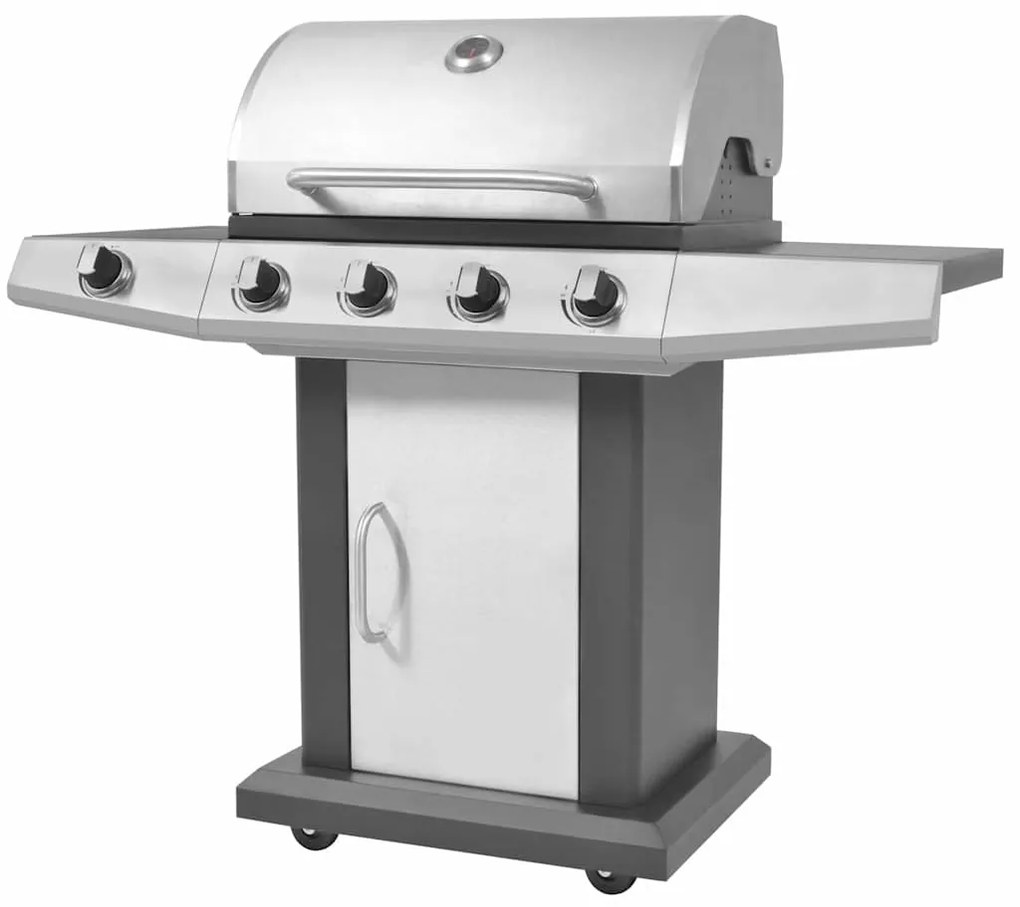 vidaXL Grătar de Barbecue pe Gaz Argintiu Oțel inoxidabil