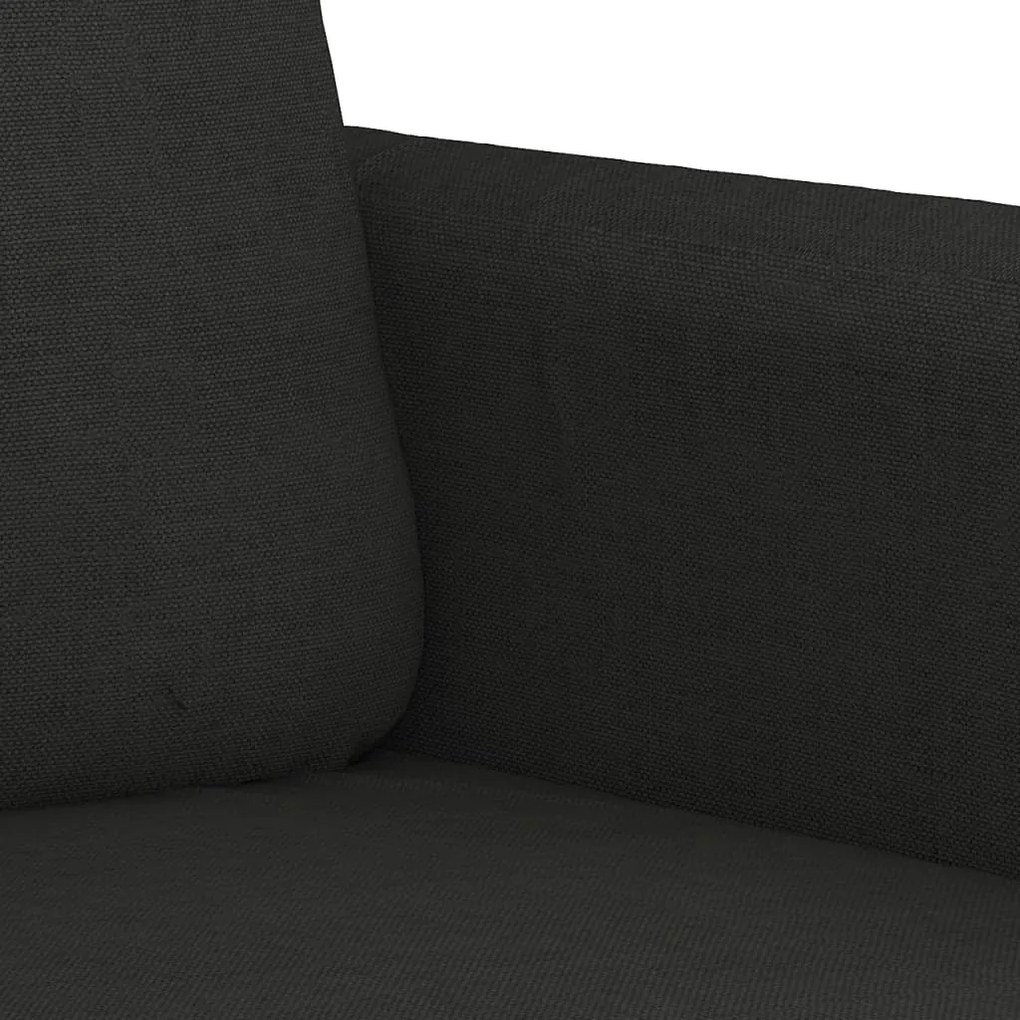 Canapea cu 3 locuri, negru, 180 cm, material textil Negru, 198 x 77 x 80 cm