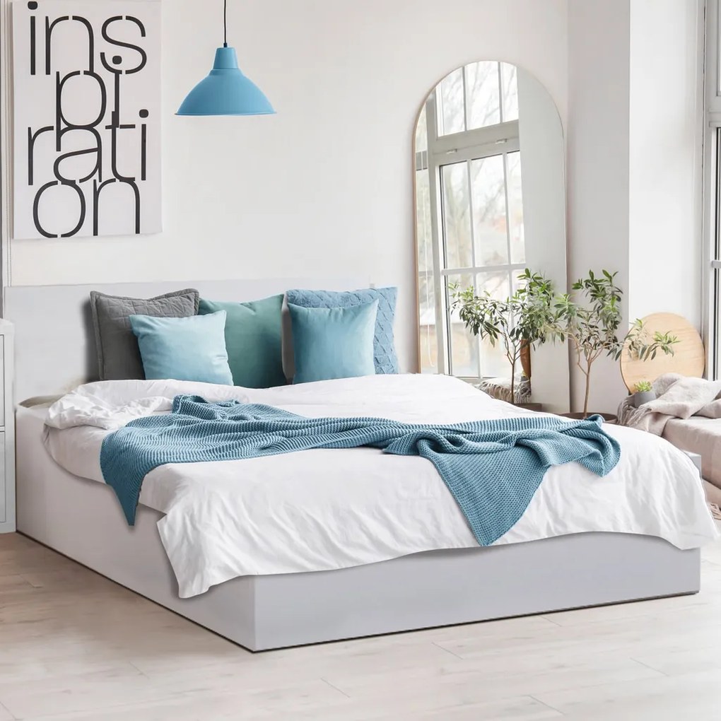 Pat de o persoana alb, SOFIA 120 x 200 cm Saltele: Fara saltea, Somiera pat: Cu lamele drepte