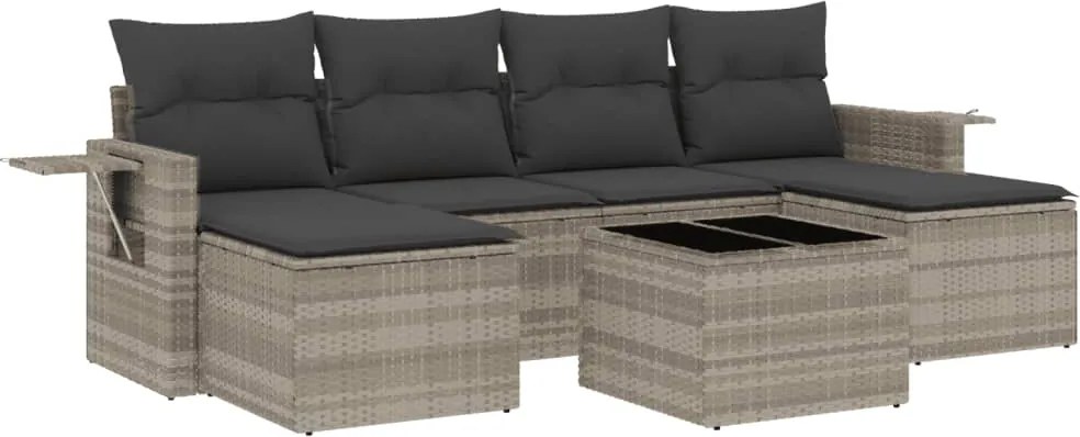 vidaXL Set canapele de grădină cu perne, 7piese gri deschis poliratan