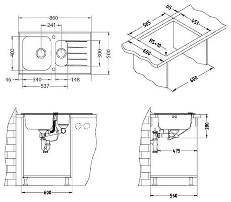 Chiuveta bucatarie inox doua cuve si sticla securizata alba Alveus Glassix 20 Alb