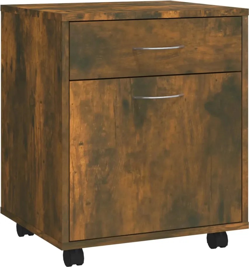 vidaXL Dulap cu roți, stejar fumuriu, 45x38x54 cm, lemn prelucrat