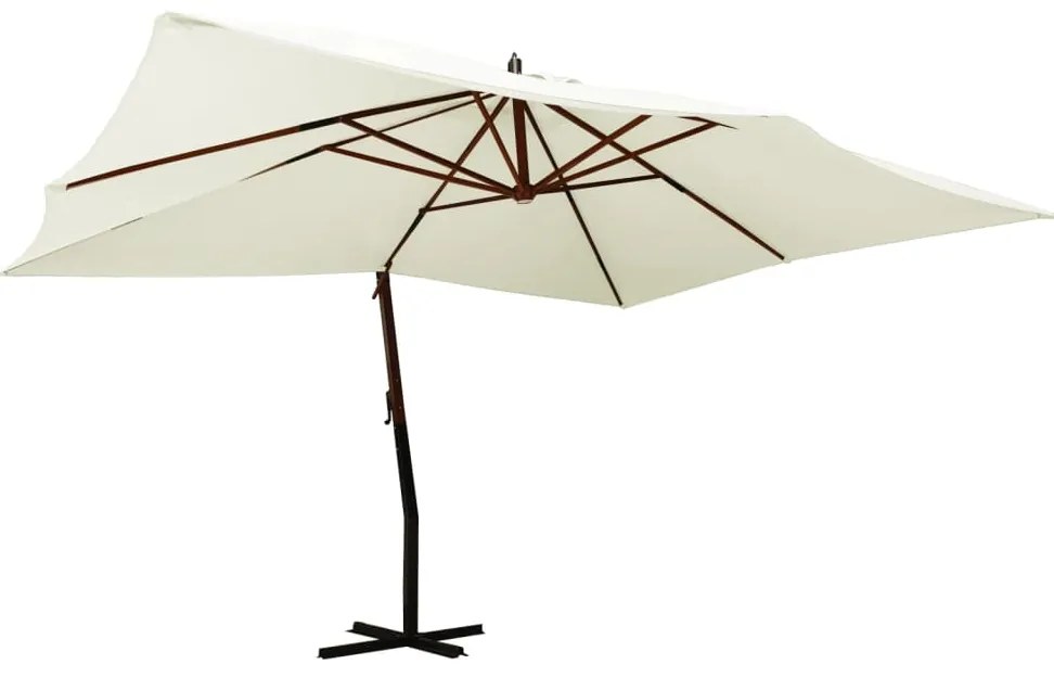 vidaXL Umbrelă consolă de grădină stâlp din lemn, nisipiu, 400x300 cm