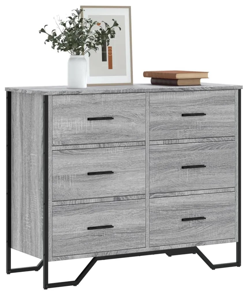 vidaXL Comodă cu sertare, gri sonoma 91x35,5x74,5 cm lemn prelucrat