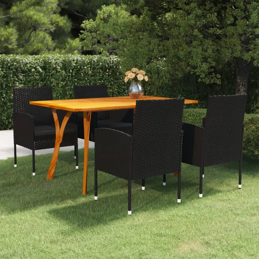 Set mobilier pentru gradina, 5 piese, negru