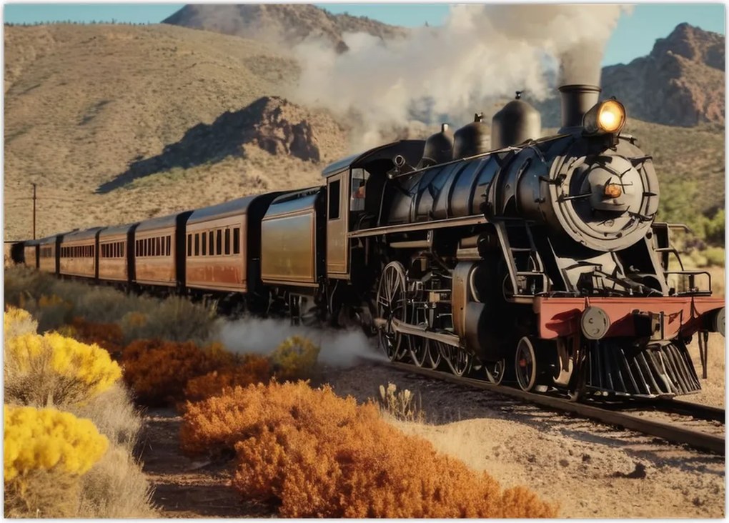 Tablou - Locomotivă cu aburi (70x50 cm)