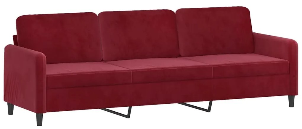 349067 vidaXL Canapea cu 3 locuri, roșu vin, 210 cm, catifea