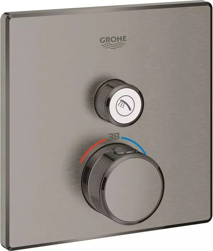 Baterie dus incastrata cu termostat Grohe Grohtherm SmartControl pentru 1 iesire antracit periat Hard Graphite