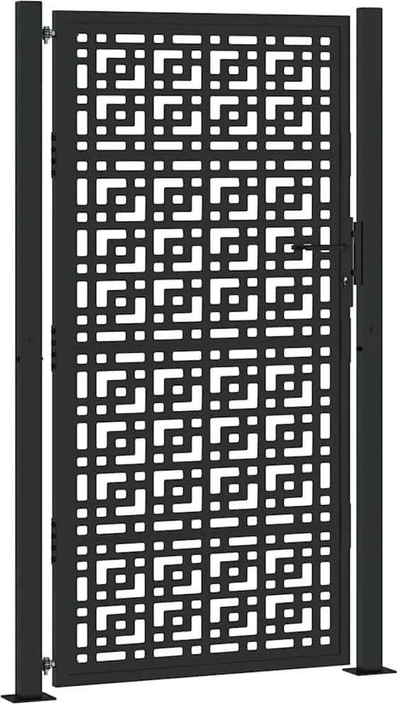 vidaXL Poartă de grădină neagră 100x175 cm, oțel, model cruce