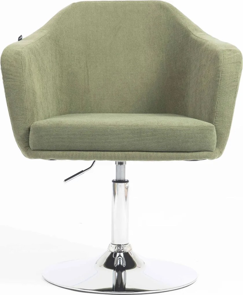 HR832N Scaun Catifea Reiată Premium culoare verde salvie cu Bază Cromata