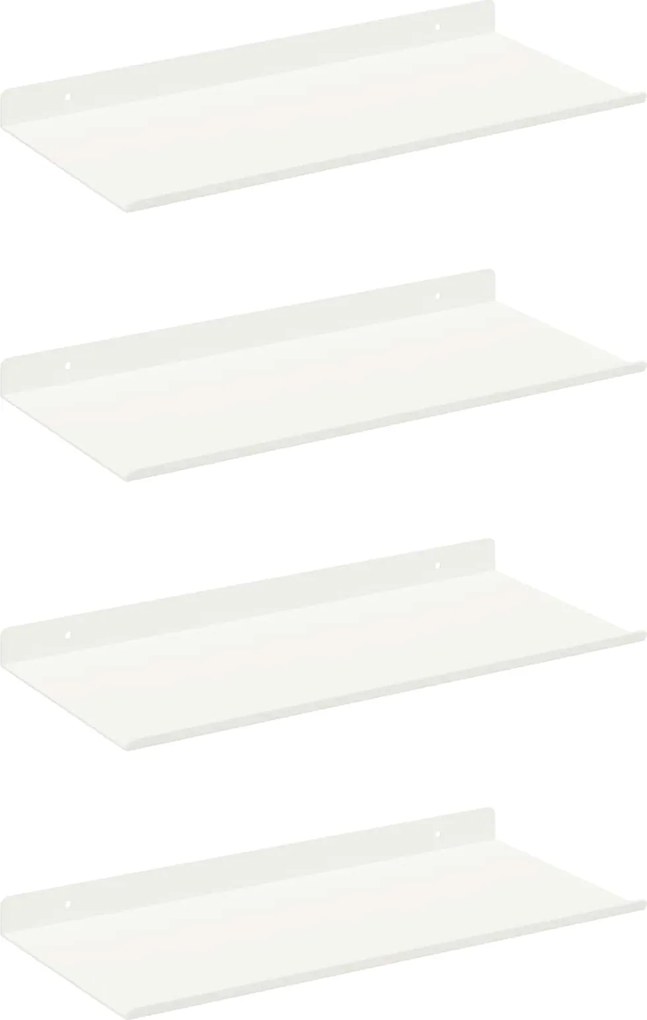 vidaXL Raft suspendat Pe perete 4 pcs Alb 40 x 18 x 2,5 cm Oțel