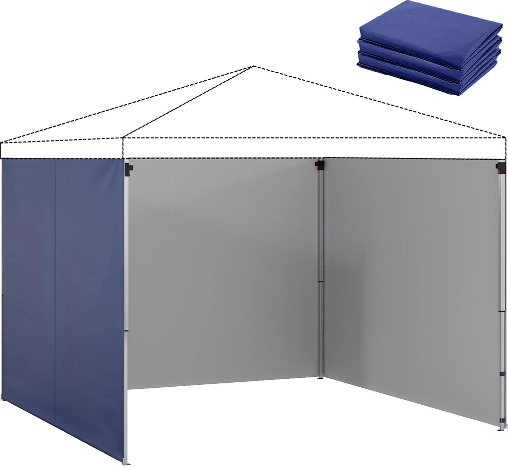 Outsunny 3 Pereți Laterali pentru Pavilioane 300x300 cm, 300x200 cm, Pereți Laterali de Rezervă din Țesătură Oxford cu Fermoar, Albastru | Aosom Romania