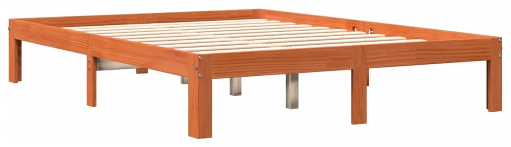 844166 vidaXL Cadru pat fără saltea, maro ceruit, 135x190 cm, lemn masiv pin