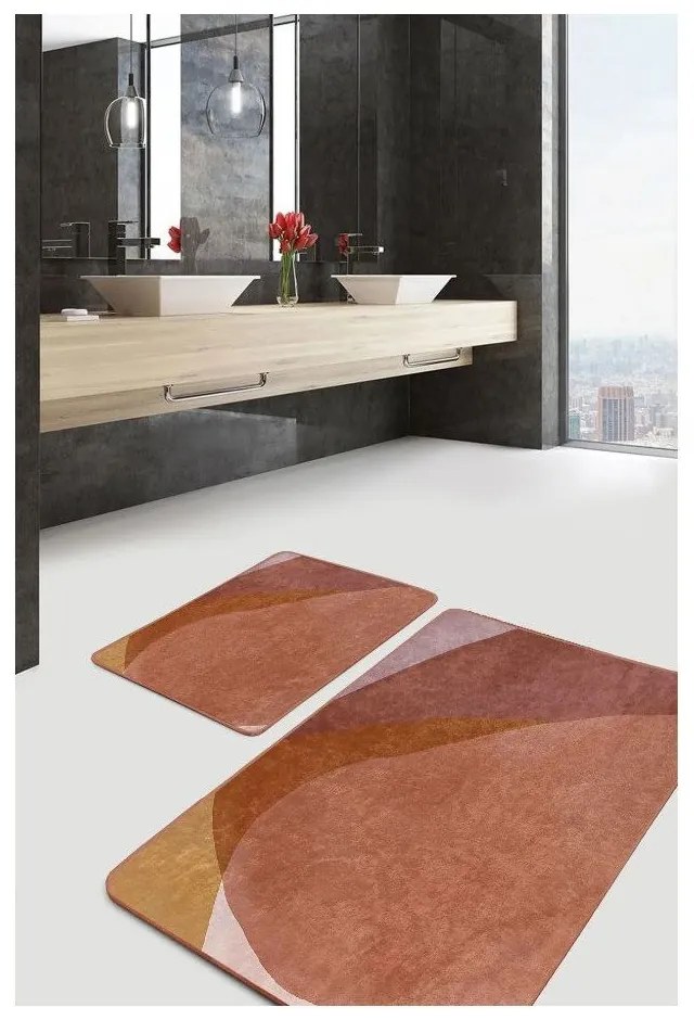 Covorașe de baie maro 2 buc. din catifea 60x100 cm – Mila Home