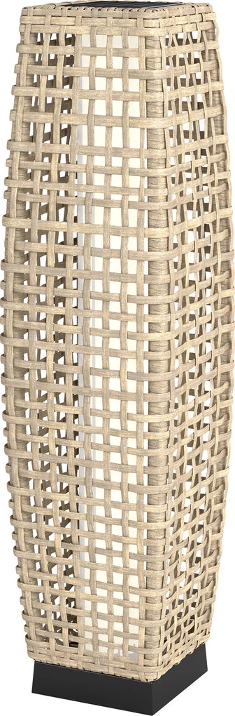 Outsunny Lampă solară de grădină din ratan sintetic cu LED și pornire/oprire automată 21x21x78 cm Natural | Aosom Romania
