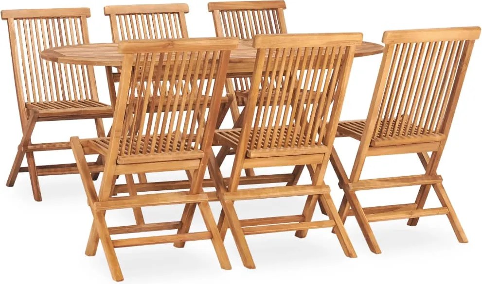 vidaXL Set mobilier de exterior pliabil, 7 piese, lemn masiv de tec
