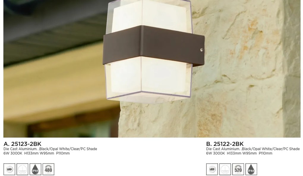 Aplica LED moderna pentru iluminat exterior ambiental Outdoor 25122-2BK SRT