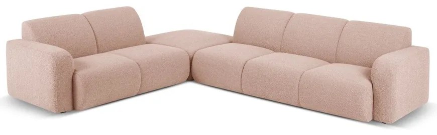 Colțar roz cu tapițerie din stofă bouclé (colț stânga) Molino – Micadoni Home