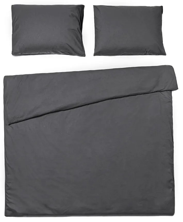 Lenjerie pentru pat dublu din bumbac stonewashed Bonami Selection, 200 x 220 cm, gri antracit