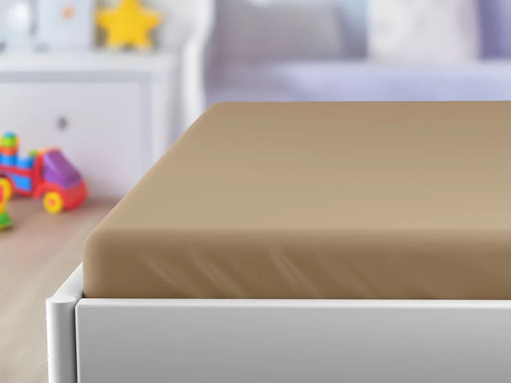 Cearsaf jersey pentru patut copii, bej 60x120-cm
