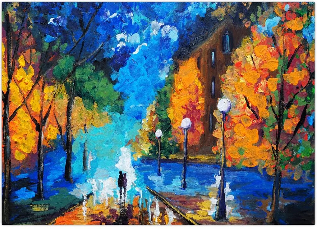 Tablou - Îndrăgostiții, Pointilism (70x50 cm)