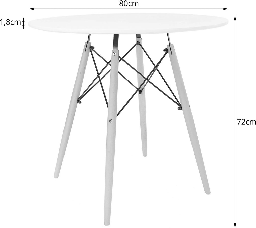 OFERTA Masa de dining alba cu picioare negre OSLO 80x80 II. calitate
