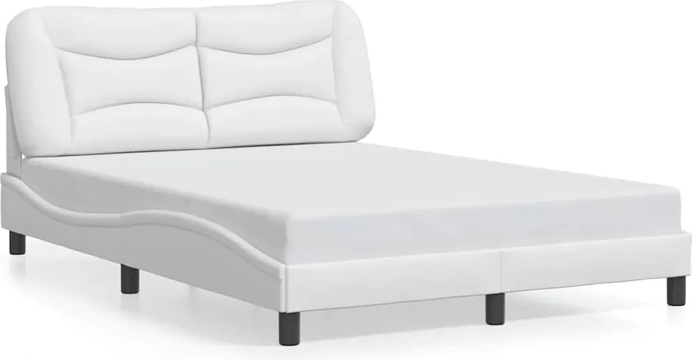 vidaXL Cadru de pat fără saltea, Hvar, alb, 140x190 cm, piele ecologică