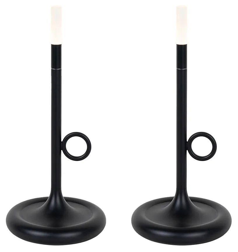 Set de 2 lămpi de masă pentru exterior negru cu dimmer reîncărcabil - Sjarel