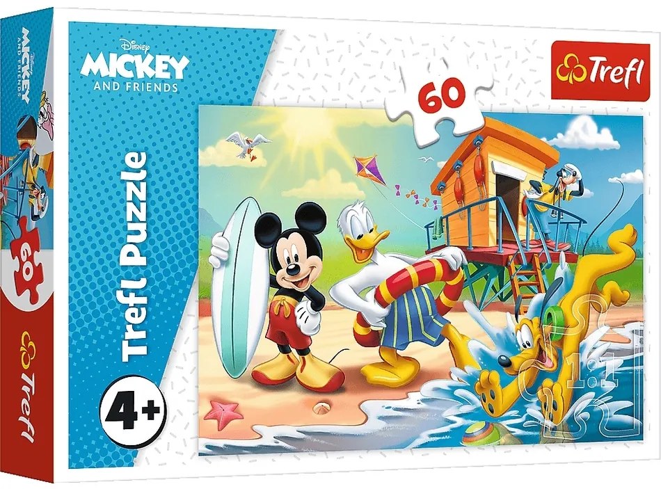 Trefl Puzzle Mickey Mouse pe plajă, 60 piese