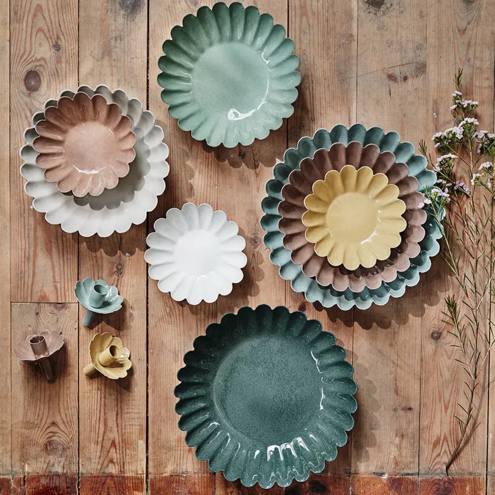 Bol decorativ vintage din metal, bej „Ingrid”
