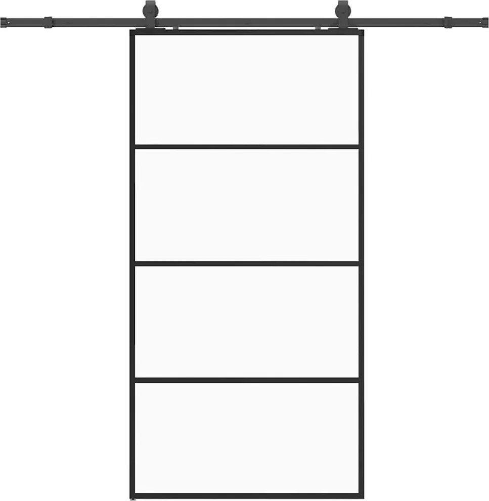 vidaXL Ușă glisantă cu set de feronerie neagră 102,5x205 cm Sticlă ESG