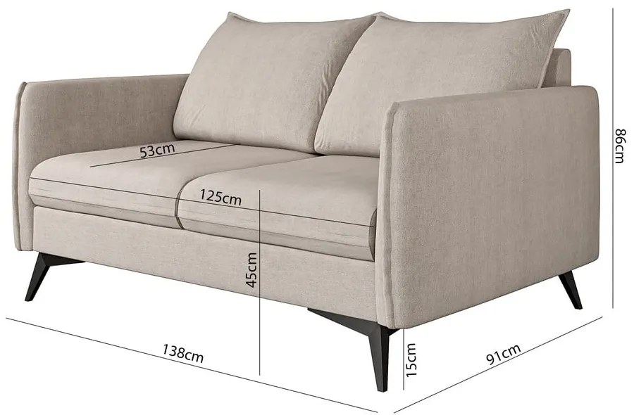 Canapea bej 138 cm Juli Bis – Ropez