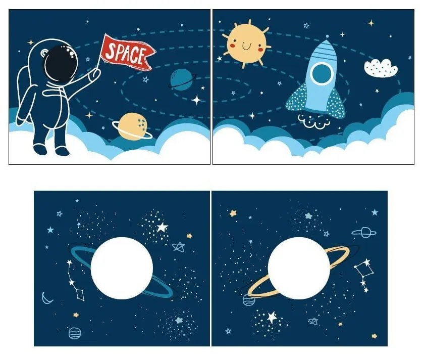 Draperie pentru copii pentru pat 4 buc. 195x75 cm Space Shuttle – Vipack