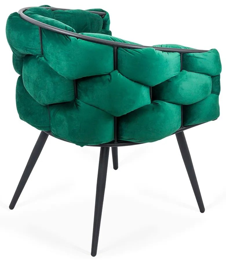Scaun living modern din catifea si cadru metalic BUC 256 verde